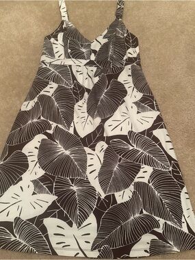 Tommy Bahama Brown and White Tropical Print Dress